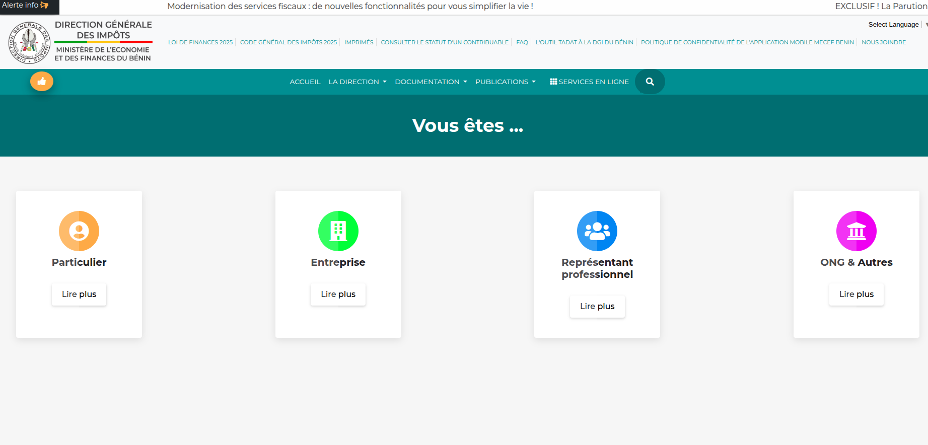 Impots Benin Frontend Redesign